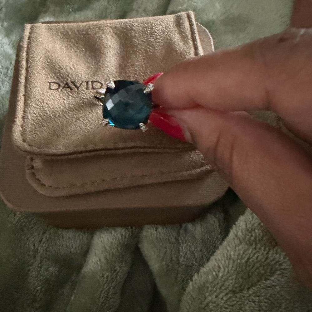 David Yurman Teal Gemstone Ring Size 8